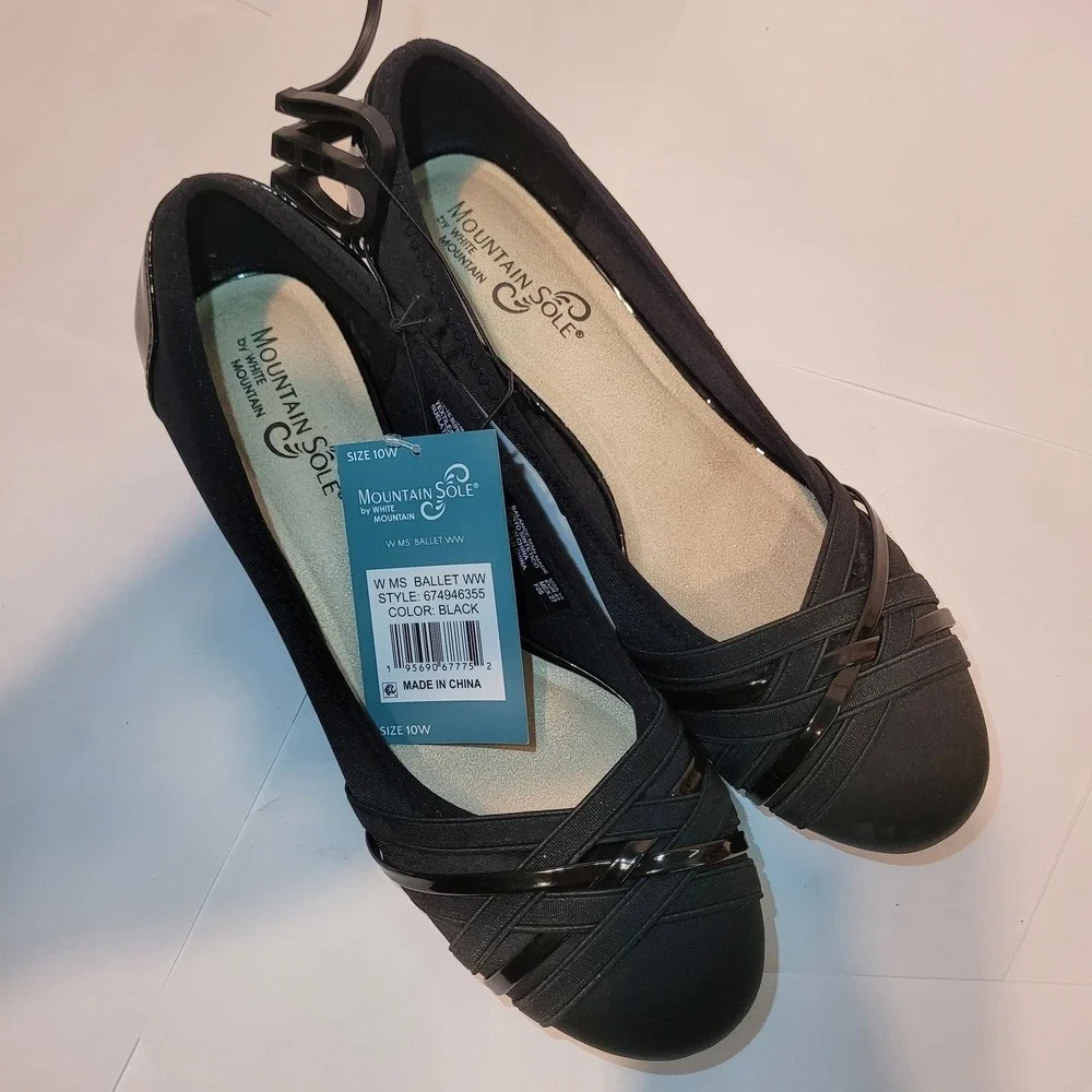 Mountain Sole by White Mountain Women's Black Wedge Ballet Flats Size‎ 10W